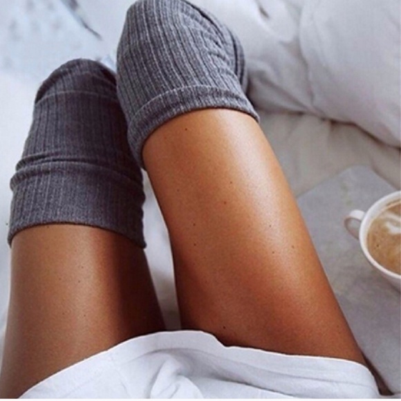 New Knit Grey Over the Knee Socks - Picture 3 of 3